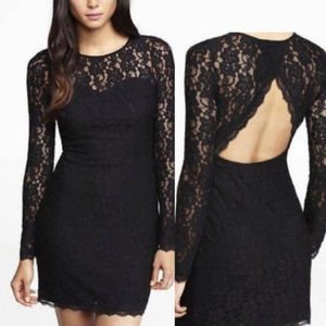 EXPRESS Sexy Long Sleeve Black Lace Dress LBD